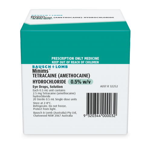 Tetracaine Hydrochloride 0.5% (aka Amethocaine 0.5%) (Box of 20)