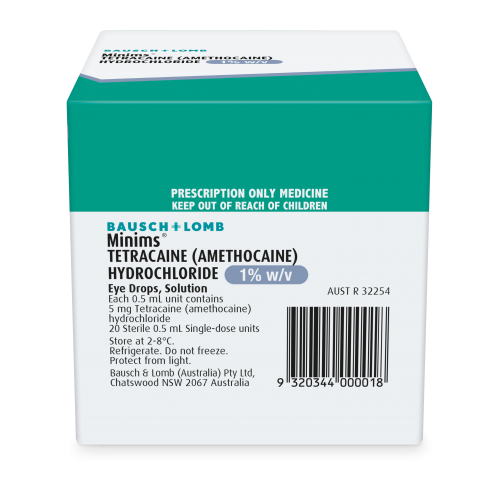 Tetracaine Hydrochloride  1% (aka Amethocaine 1%) (Box of 20)