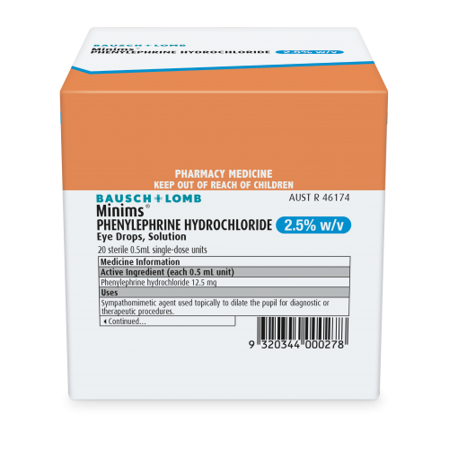 Phenylephrine Hydrochloride 2.5% (Box of 20)